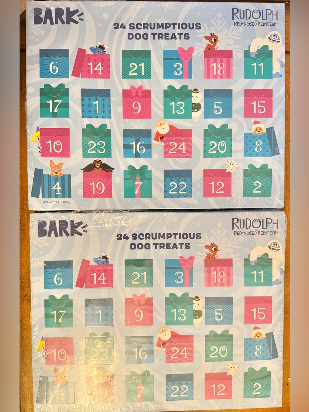 2)BARK BOX  SMALL DOG ADVENT CALENDAR RUDOLPH RED NOSE REINDEER GIFT BOX SET 24